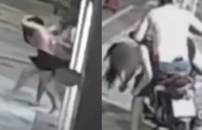 VÍDEO: Mulher é arrastada pelos cabelos e forçada a subir em moto