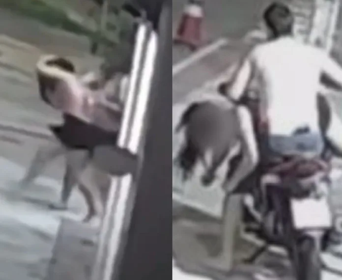 VÍDEO: Mulher é arrastada pelos cabelos e forçada a subir em moto