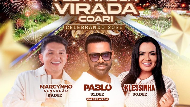 Festival da Virada marca a chegada de 2026 com três noites de shows em Coari