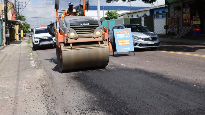 Prefeitura de Manaus intensifica manutenção asfáltica na avenida Camapuã e fortalece mobilidade na zona Norte