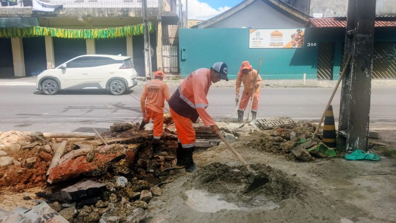 Prefeitura de Manaus atua com recuperação de galeria subterrânea no bairro Planalto, zona Centro-Oeste