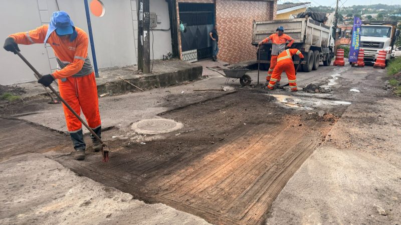 Prefeitura de Manaus avança com recuperação asfáltica no conjunto Manoa e fortalece mobilidade na zona Norte