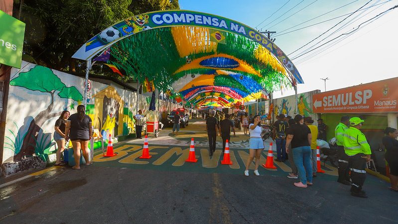 ‘Rua da Copa’ do bairro Compensa transmite estreia da Seleção Brasileira neste sábado com atrações para toda família