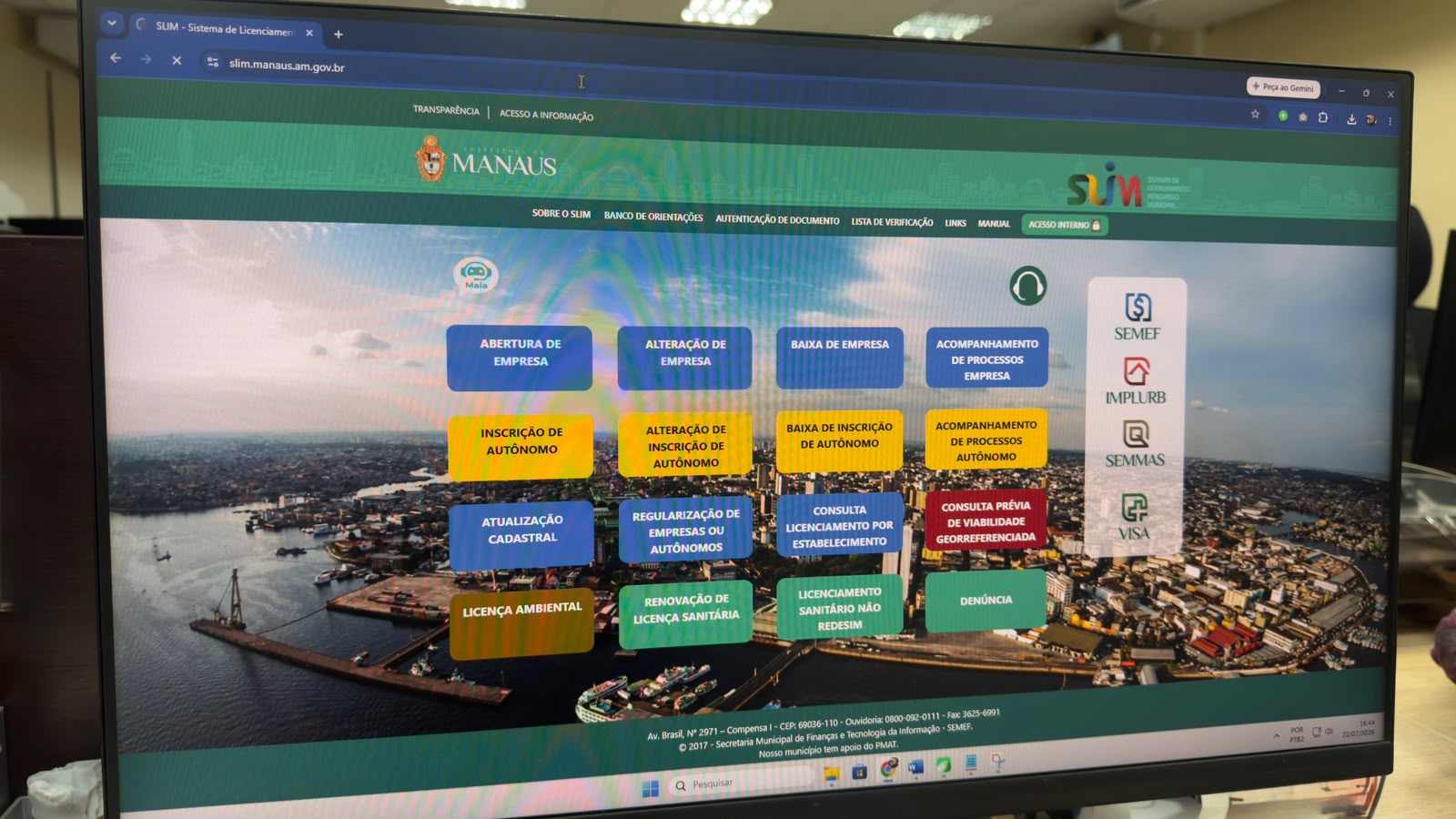 Prefeitura de Manaus informa parada programada do Slim para implantação do CNPJ alfanumérico