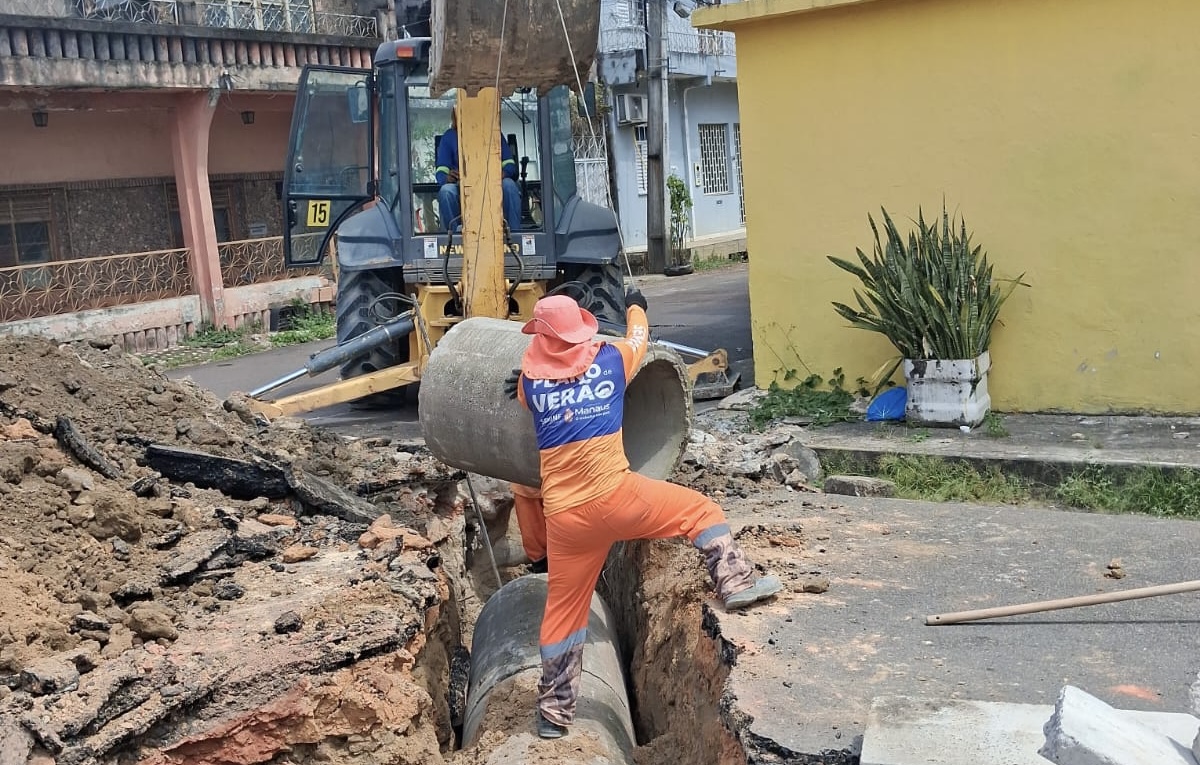 Prefeitura de Manaus implanta nova rede de drenagem profunda e fortalece infraestrutura no bairro Parque 10 de Novembro