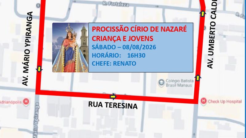 Prefeitura de Manaus realiza operação especial de trânsito para o Círio das Crianças e Jovens neste sábado, 8/8